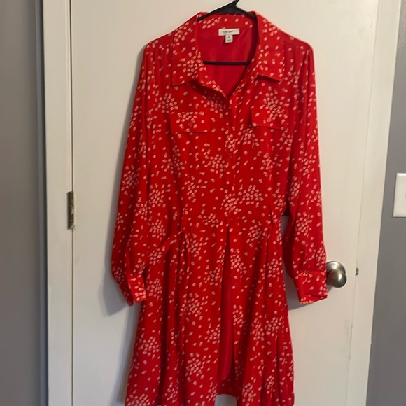 Red and white button down dress - Picture 1 of 6